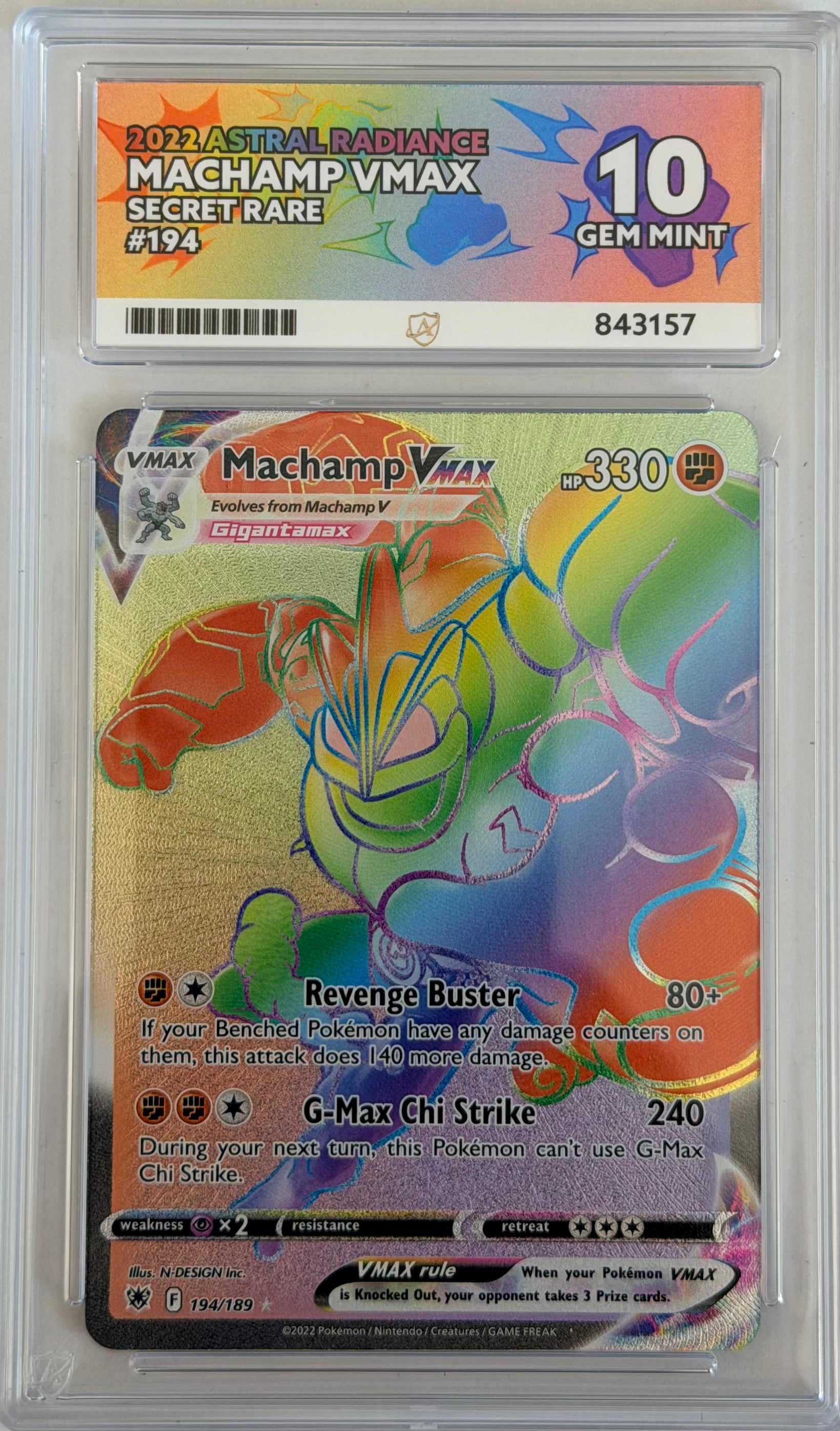 MACHAMP VMAX RAINBOW RARE 194/189 ASTRAL RADIANCE ACE 10